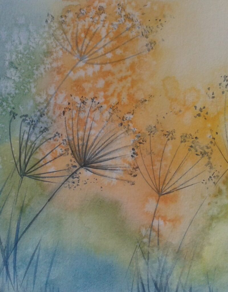 peinture de fleurs et de paysage champêtre